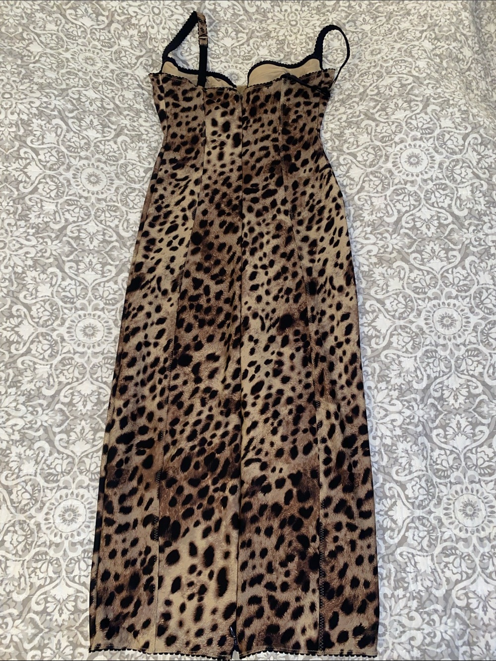 Dolce Gabbana X Slims Leopard Print Slip Dress in Brown and Black - Picture 2 of 4